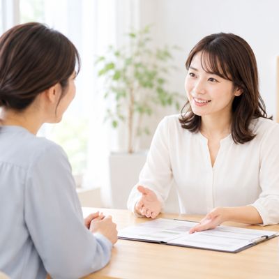 スタッフと向かい合ってご面談をしている様子